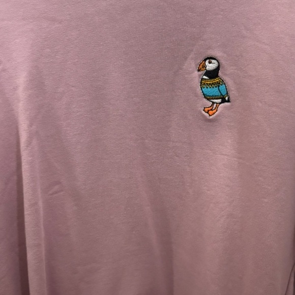 Mauve Color Crewneck Long Sleeve Sweatshirt Size Small 100% Cotton Puffin Front - Picture 2 of 6